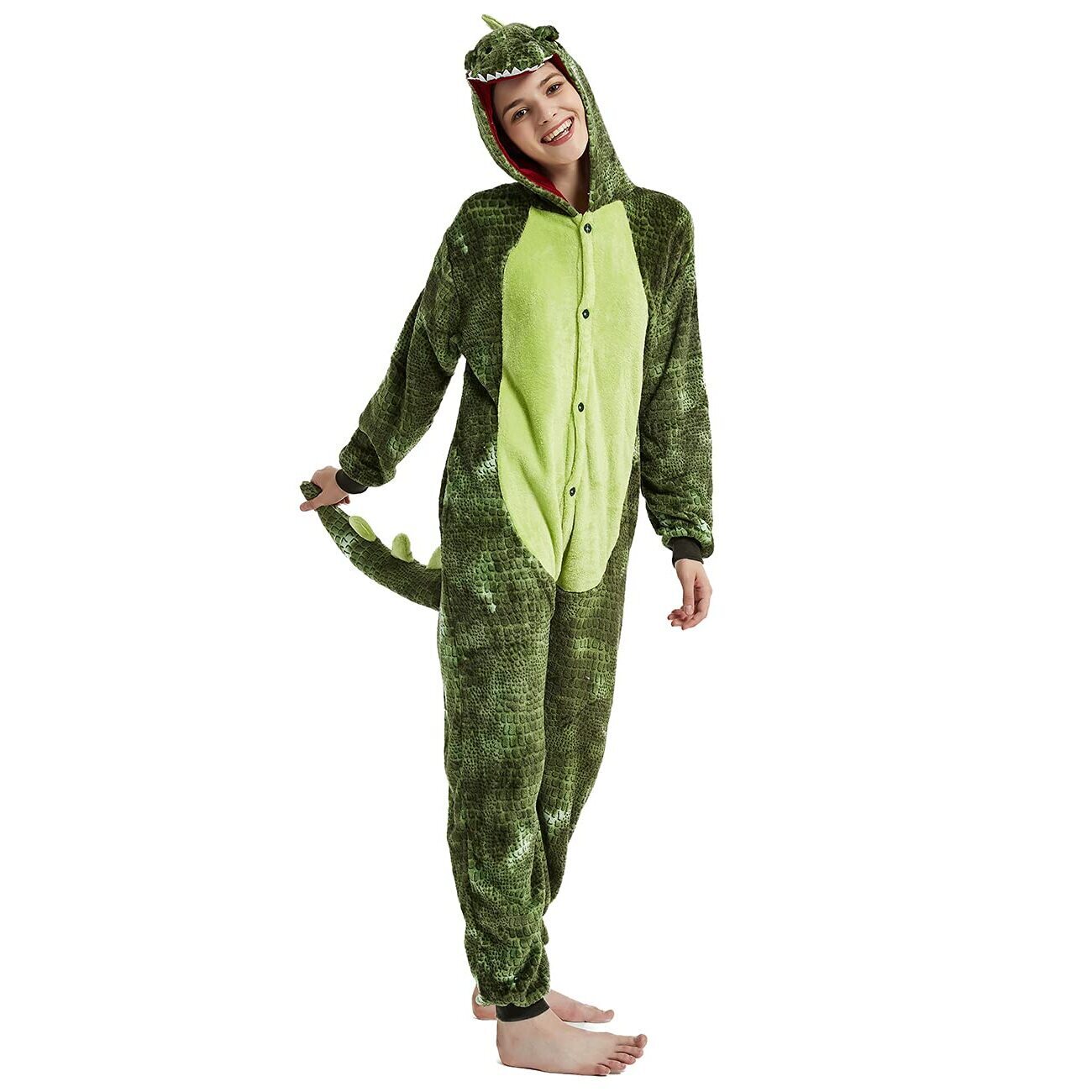 8532 Dinosaur Onesie Unisex Adult T-Rex Dragon Animal Costume Plush Pajamas